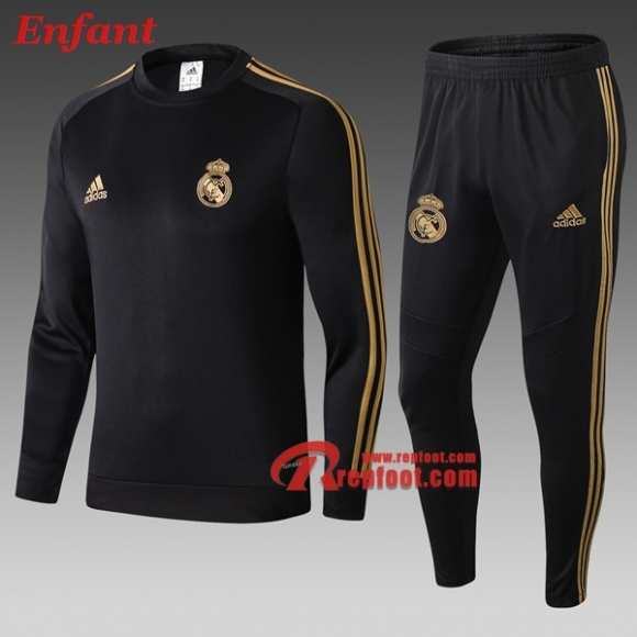 Ensemble Survetement De Real Madrid Enfant Noir 2019/2020 Nouveau