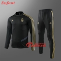 Ensemble Survetement De Real Madrid Enfant Noir/Jaune 2019/2020 Nouveau