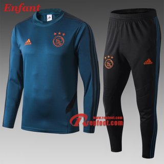 Ensemble Survetement De Ajax Amsterdam Enfant Bleu 2019/2020 Nouveau