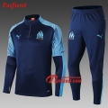 Ensemble Survetement De Olympique De Marseille Enfant Bleu Fonce 2019/2020 Nouveau