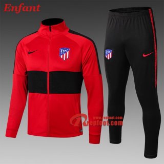 Ensemble Veste Survetement De Atletico Madrid Enfant Noir/Rouge 2019/2020 Nouveau