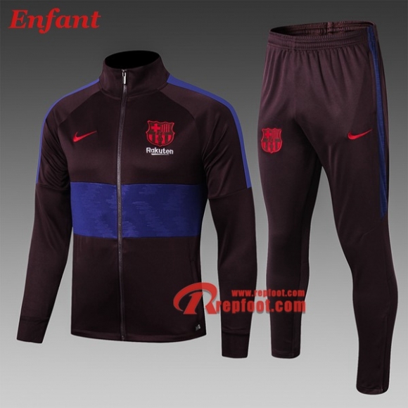 Ensemble Veste Survetement De FC Barcelone Enfant Noir/Bleu 2019/2020 Nouveau