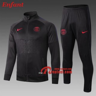 Ensemble Veste Survetement De PSG Paris Saint Germain Enfant Noir 2019/2020 Nouveau