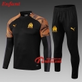 Ensemble Veste Survetement De Olympique De Marseille Enfant Noir/Jaune 2019/2020 Nouveau