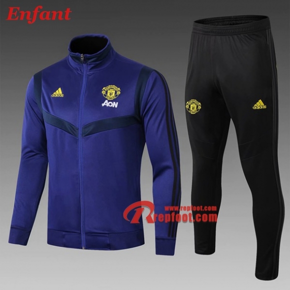 Ensemble Survetement De Manchester United Enfant Bleu 2019/2020 Nouveau