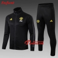 Ensemble Veste Survetement De Manchester United Enfant Noir 2019/2020 Nouveau