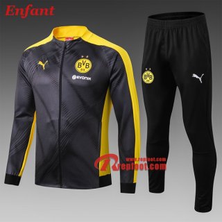 Ensemble Veste Survetement De Borussia Dortmund Enfant Noir 2019/2020 Nouveau