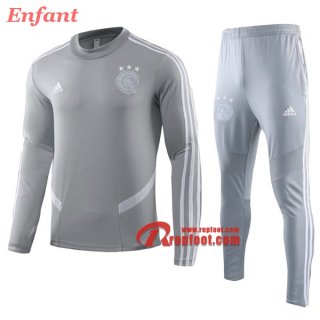 Ensemble Survetement De Ajax Amsterdam Enfant Gris 2019/2020 Nouveau