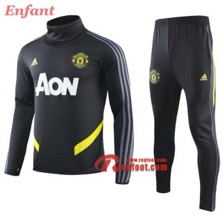 Ensemble Survetement De Manchester United Enfant Noir Col Haut 2019/2020 Nouveau