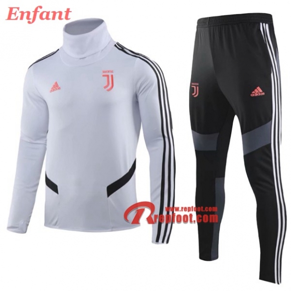 Ensemble Survetement De Juventus Enfant Blanc Col Haut 2019/2020 Nouveau