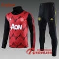 Ensemble Survetement De Manchester United Enfant Rouge Noir Col Haut 2019 2020 Nouveau