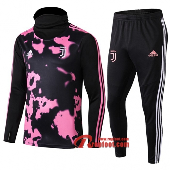 Ensemble Survetement Juventus Rose/Noir Col Haut 2019-2020 Nouveau