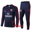 Ensemble Survetement Arsenal Bleu Fonce Col Rond 2019-2020 Nouveau