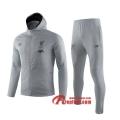 Ensemble Du Veste A Capuche Survetement FC Liverpool Gris 2019/2020 Nouveau