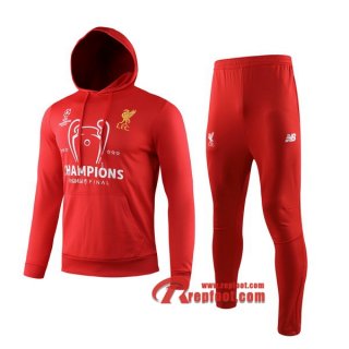 Ensemble De Veste A Capuche Survetement FC Liverpool Rouge 2019 2020 Nouveau