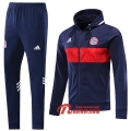 Ensemble Sweat A Capuche Survetement Bayern Munich Bleu Fonce 2019-2020 Nouveau