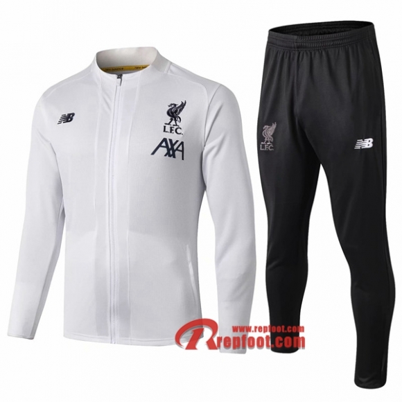 Ensemble De Veste Survetement FC Liverpool Blanc 2019 2020 Nouveau