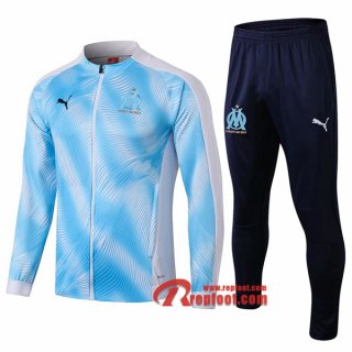 Ensemble Veste Survetement Marseille OM Bleu/Blanc 2019-2020 Nouveau