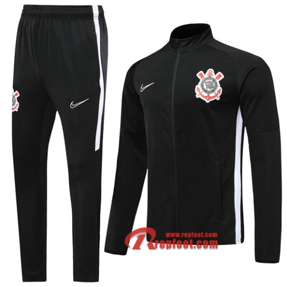 Ensemble Veste Survetement Corinthians Noir 2019-2020 Nouveau