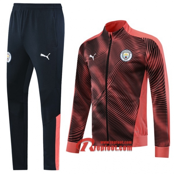 Ensemble Du Veste Survetement Manchester City Noir/Rose 2019/2020 Nouveau