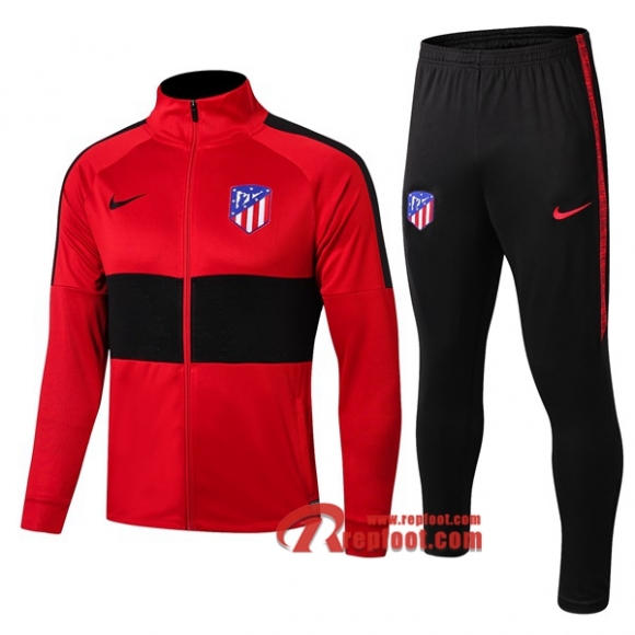 Ensemble Du Veste Survetement Atletico Madrid Rouge/Noir 2019/2020 Nouveau