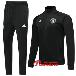 Ensemble Veste Survetement Manchester United Noir 2019-2020 Nouveau