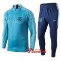 Ensemble Du Survetement FC Barcelone Bleu Manche Imprimée 2019/2020 Nouveau