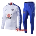 Ensemble De Survetement Chelsea FC Blanc Manche Imprimée 2019 2020 Nouveau