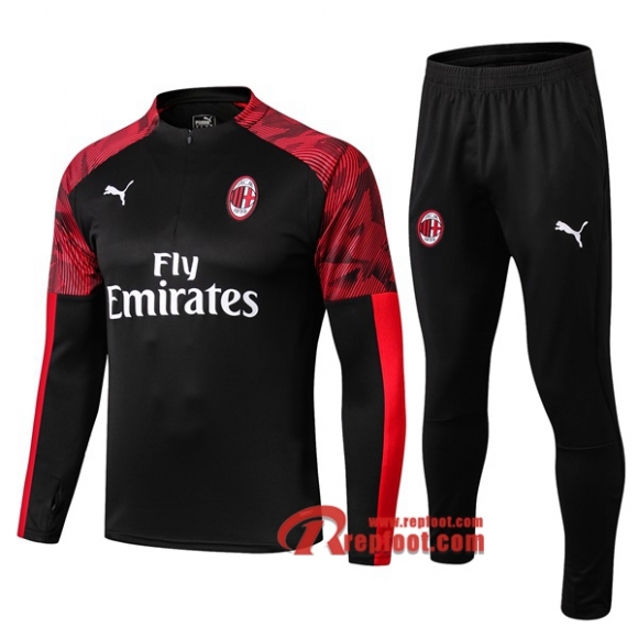 Ensemble De Survetement De Foot Ac Milan Noir 2019-20 Promotion Vend