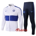 Ensemble Du Veste Survetement Chelsea FC Blanc 2019/2020 Nouveau