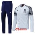 Ensemble Veste Survetement Marseille OM Blanc 2019-2020 Nouveau