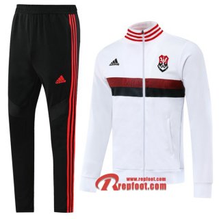 Ensemble Veste Survetement Flamengo Blanc 2019-2020 Nouveau