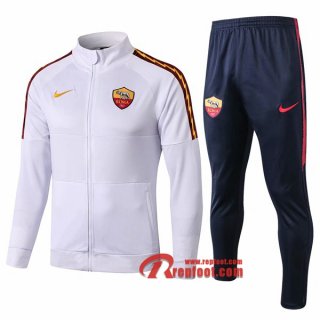 Ensemble Du Veste Survetement AS Rome Blanc 2019/2020 Nouveau