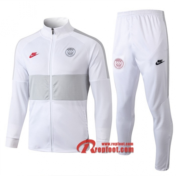 Ensemble De Veste Survetement Paris Saint Germain-PSG Nike Blanc 2019 2020 Nouveau