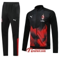 Ensemble De Veste Survetement Milan AC Noir/Rouge 2019 2020 Nouveau