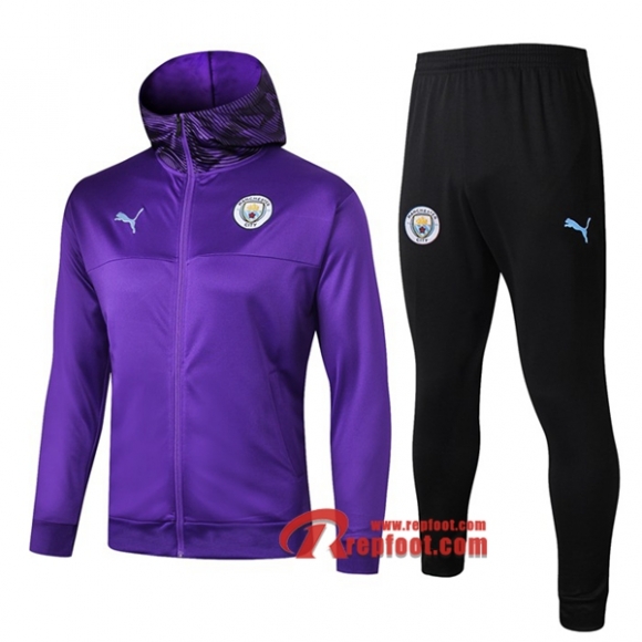 Ensemble De Veste A Capuche Survetement Manchester City Pourpre 2019 2020 Nouveau