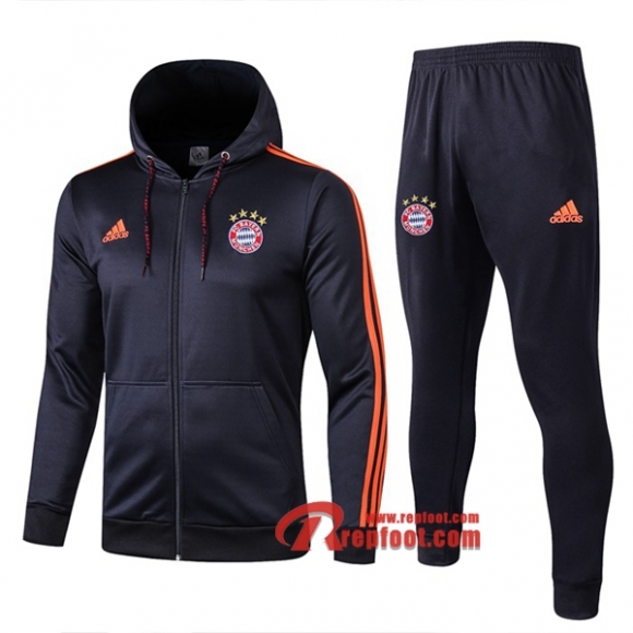 Ensemble Du Veste A Capuche Survetement Bayern Munich Bleu Fonce 2019/2020 Nouveau