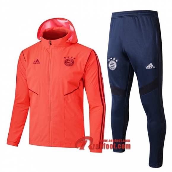 Ensemble Du Coupe-Vent Survetement Bayern Munich Orange 2019/2020 Nouveau