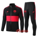 Ensemble Du Veste Survetement AS Rome Noir/Rouge 2019/2020 Nouveau