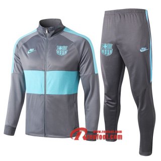 Ensemble De Veste Survetement FC Barcelone Vert/Gris Clair 2019 2020 Nouveau