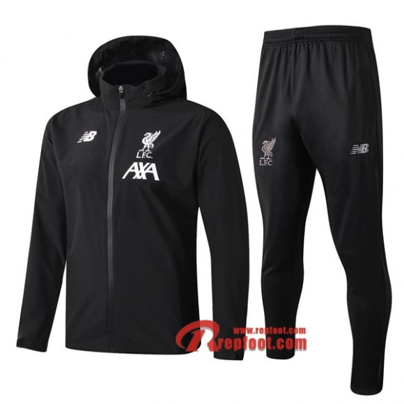 Ensemble Du Coupe-Vent Survetement FC Liverpool Noir 2019/2020 Nouveau