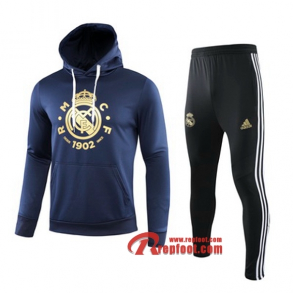 Ensemble Du Veste A Capuche Survetement Real Madrid Noir 2019/2020 Nouveau