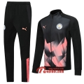 Ensemble Veste Survetement Manchester City Noir/Rose 2019-2020 Nouveau