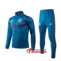 Ensemble Veste Survetement Bayern Munich Bleu Royal Col Haut 2019-2020 Nouveau