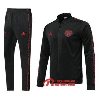 Ensemble De Veste Survetement Manchester United Noir 2019 2020 Nouveau