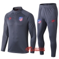 Ensemble Du Survetement Atletico Madrid Gris Fonce 2019/2020 Nouveau