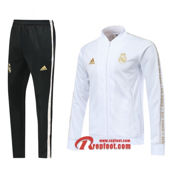 Ensemble Veste Survetement Real Madrid Blanc 2019-2020 Nouveau