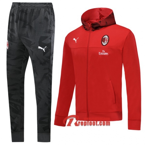 Ensemble De Veste A Capuche Survetement Milan AC Rouge 2019 2020 Nouveau  Ensemble De Veste A Capuche Survetement Milan AC Rouge 2019 2020 Nouveau