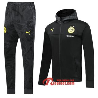 Ensemble Du Veste A Capuche Survetement Dortmund Bvb Noir 2019/2020 Nouveau