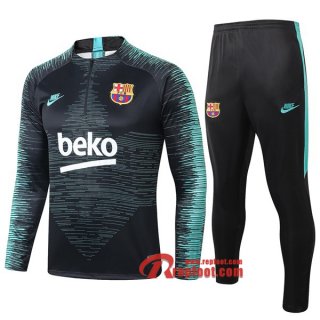 Ensemble De Survetement FC Barcelone Beko Noir Vert 2019 2020 Nouveau